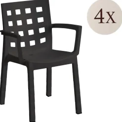 Sedie Da Esterno|Sedie > Dmora Set di 4 sedie da cortile impilabili antracite - Ambon Grigio Antracite