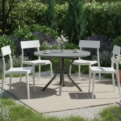 Set di 4 sedie da cortile impilabili bianco - Dumai