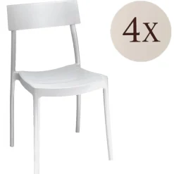 Set di 4 sedie da cortile impilabili bianco - Dumai