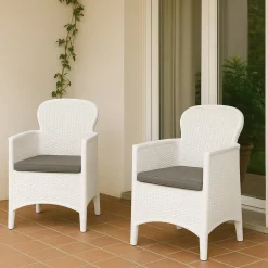 Sedie Da Esterno|Sedie > Dmora Set di 2 sedie da esterno Amilton, 59x57 h86 cm, Bianco