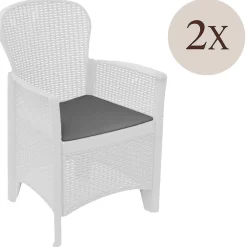 Sedie Da Esterno|Sedie > Dmora Set di 2 sedie da esterno Amilton, 59x57 h86 cm, Bianco