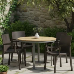 Sedie Da Esterno|Sedie > Dmora Set di 4 sedie da esterno anti pioggia antracite - Bima Grigio Antracite