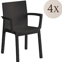 Sedie Da Esterno|Sedie > Dmora Set di 4 sedie da esterno anti pioggia antracite - Bima Grigio Antracite