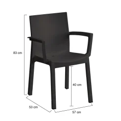 Sedie Da Esterno|Sedie > Dmora Set di 4 sedie da esterno anti pioggia antracite - Bima Grigio Antracite