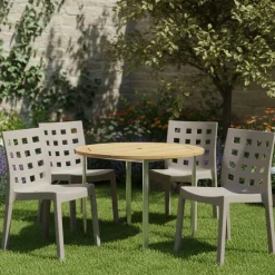 Sedie Da Esterno|Sedie > Dmora Set di 4 sedie da esterno Bandung, 48x53 h83 cm, Tortora Grigio Tortora