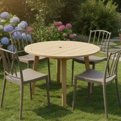 Sedie Da Esterno|Sedie > Dmora Set di 4 sedie da esterno Batam, 48x51 h85 cm, Tortora Grigio Tortora