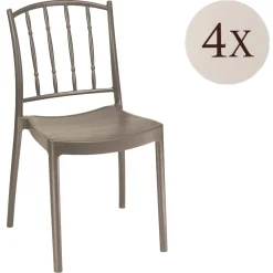Sedie Da Esterno|Sedie > Dmora Set di 4 sedie da esterno Batam, 48x51 h85 cm, Tortora Grigio Tortora
