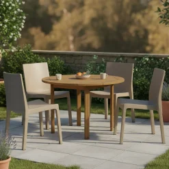 Set di 4 sedie da esterno Binjai, 48x53 h83 cm, Tortora
