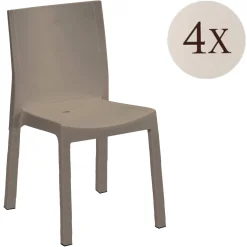 Set di 4 sedie da esterno Binjai, 48x53 h83 cm, Tortora