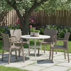 Sedie Da Esterno|Sedie > Dmora Set di 4 sedie da esterno Blitar, 57x53 h83 cm, Tortora Grigio Tortora