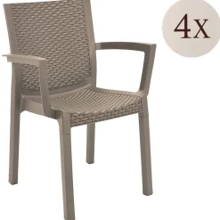 Sedie Da Esterno|Sedie > Dmora Set di 4 sedie da esterno Blitar, 57x53 h83 cm, Tortora Grigio Tortora