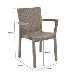 Sedie Da Esterno|Sedie > Dmora Set di 4 sedie da esterno Blitar, 57x53 h83 cm, Tortora Grigio Tortora
