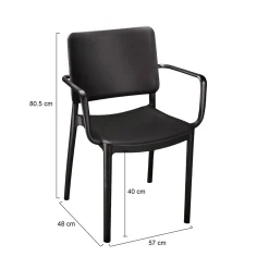 Sedie Da Esterno|Sedie > Dmora Set di 4 sedie da esterno Bontang, 57x48 h81 cm, Tortora Grigio Tortora