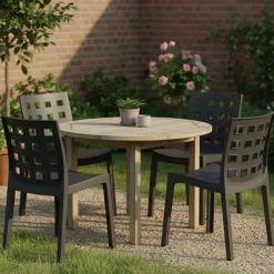 Set di 4 sedie da esterno chic antracite - Bandung