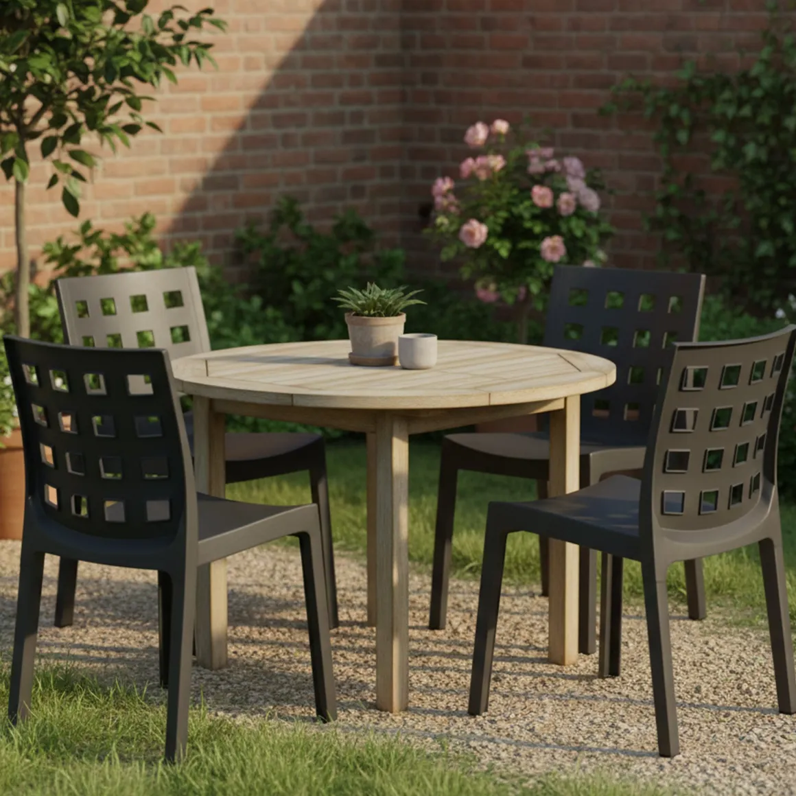 Set di 4 sedie da esterno chic antracite - Bandung