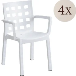 Sedie Da Esterno|Sedie > Dmora Set di 4 sedie da esterno chic - Ambon Bianco