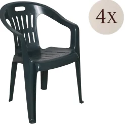 Set di 4 sedie da esterno classiche impilabili verde - Aringa