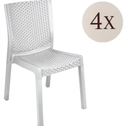Sedie Da Esterno|Sedie > Dmora Set di 4 sedie da esterno comode - Bogor Bianco