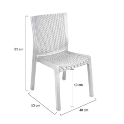 Sedie Da Esterno|Sedie > Dmora Set di 4 sedie da esterno comode - Bogor Bianco