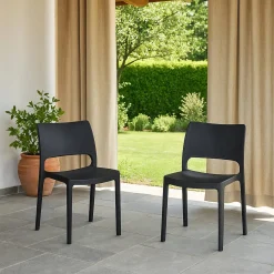 Set di 2 sedie da esterno impilabili antracite - Cereseto