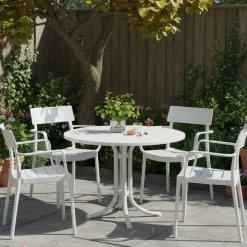 Set di 4 sedie da esterno impilabili bianco - Dompu