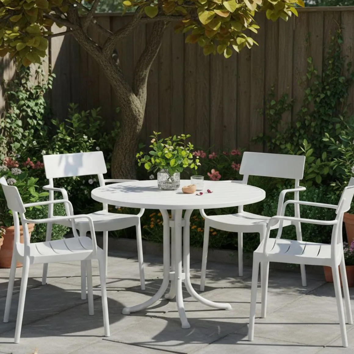Set di 4 sedie da esterno impilabili bianco - Dompu
