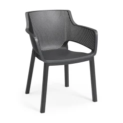 Sedie Da Esterno|Sedie > Dmora Set di 6 sedie da esterno impilabili antracite - Boisbriand Grigio Antracite