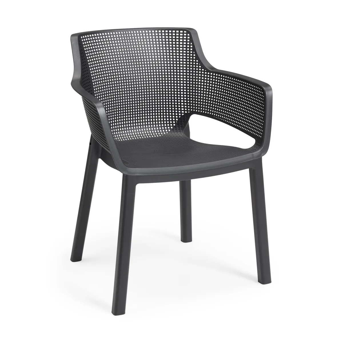 Sedie Da Esterno|Sedie > Dmora Set di 6 sedie da esterno impilabili antracite - Boisbriand Grigio Antracite