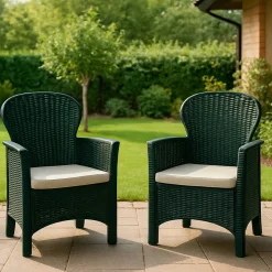 Sedie Da Esterno|Sedie > Dmora Set di 2 sedie da esterno in plastica antracite - Amilton Grigio Antracite