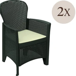 Sedie Da Esterno|Sedie > Dmora Set di 2 sedie da esterno in plastica antracite - Amilton Grigio Antracite