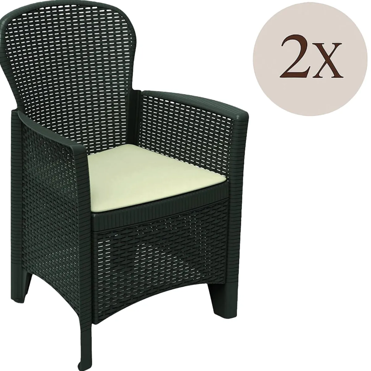 Sedie Da Esterno|Sedie > Dmora Set di 2 sedie da esterno in plastica antracite - Amilton Grigio Antracite