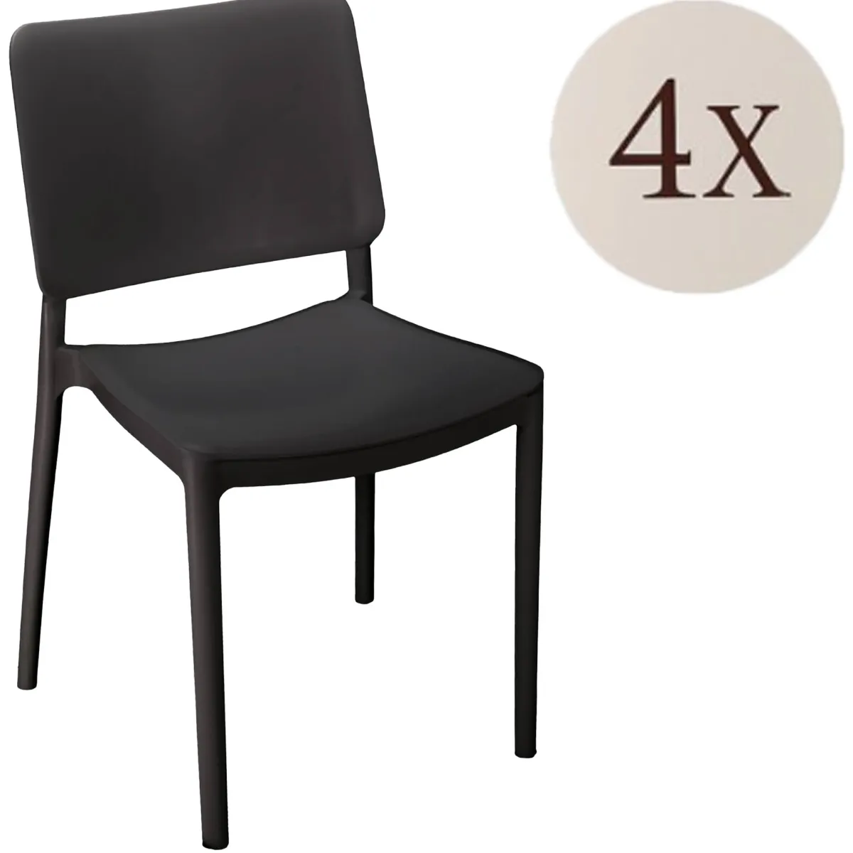 Sedie Da Esterno|Sedie > Dmora Set di 4 sedie da esterno in plastica antracite - Cirebon Grigio Antracite
