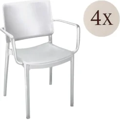 Set di 4 sedie da esterno in plastica bianco - Bontang