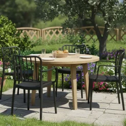 Sedie Da Esterno|Sedie > Dmora Set di 4 sedie da esterno Jember, 57x50 h82 cm, Antracite Grigio Antracite