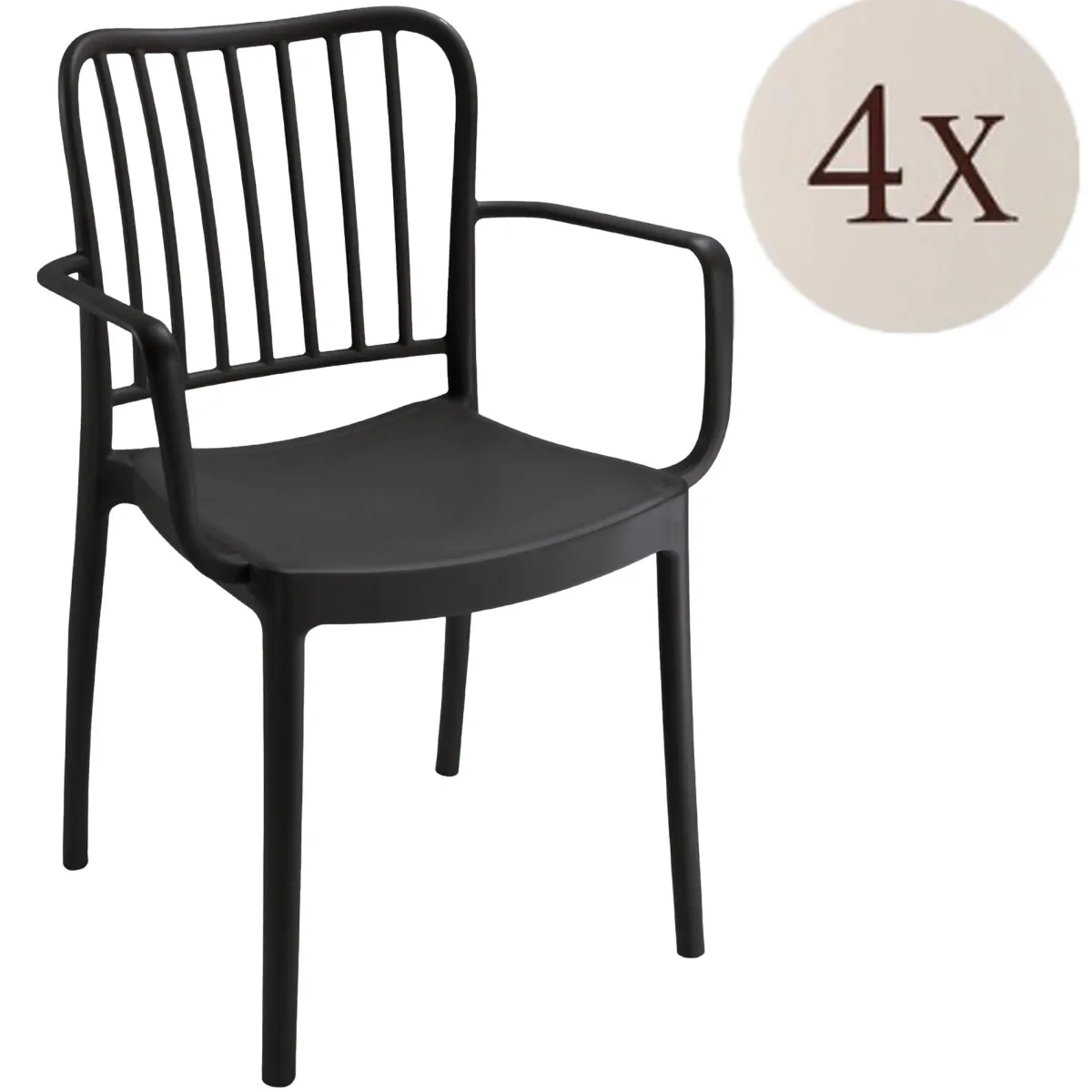 Sedie Da Esterno|Sedie > Dmora Set di 4 sedie da esterno Jember, 57x50 h82 cm, Antracite Grigio Antracite