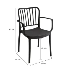 Sedie Da Esterno|Sedie > Dmora Set di 4 sedie da esterno Jember, 57x50 h82 cm, Antracite Grigio Antracite