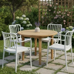 Set di 4 sedie da esterno Jember, 57x50 h82 cm, Bianco