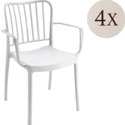 Set di 4 sedie da esterno Jember, 57x50 h82 cm, Bianco