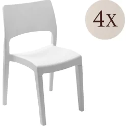 Set di 4 sedie da esterno Zircone, 50x51 h82 cm, Bianco