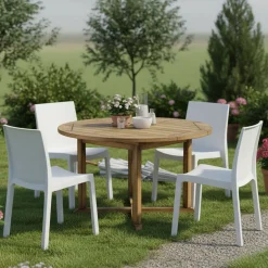 Sedie Da Esterno|Sedie > Dmora Set di 4 sedie da giardino antipioggia - Binjai Bianco