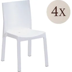 Sedie Da Esterno|Sedie > Dmora Set di 4 sedie da giardino antipioggia - Binjai Bianco
