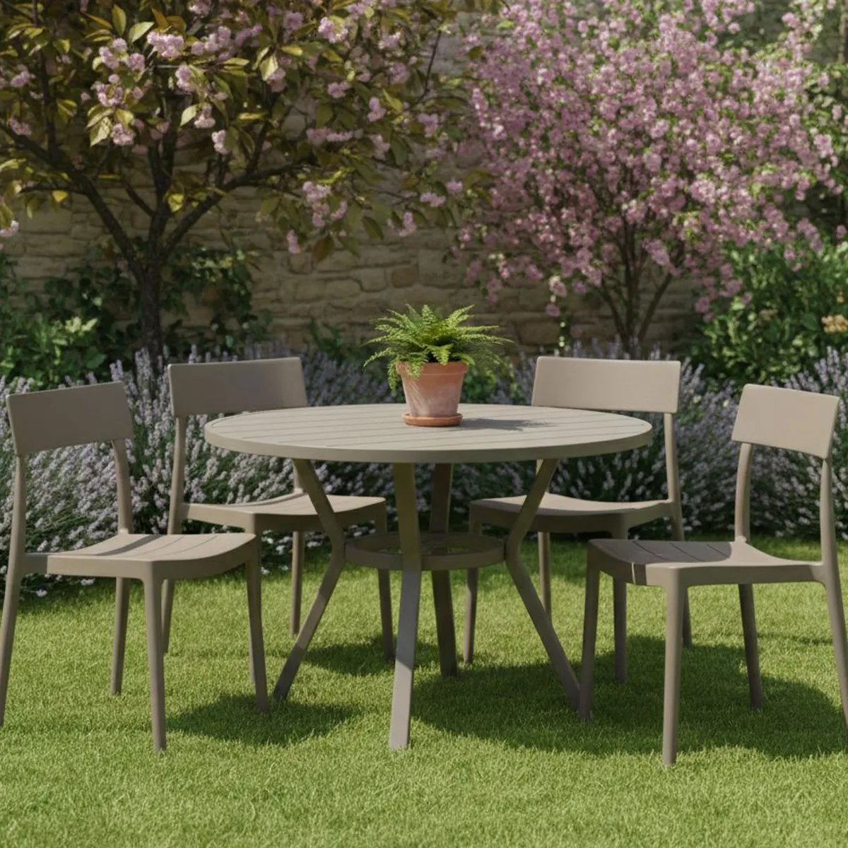 Sedie Da Esterno|Sedie > Dmora Set di 4 sedie da giardino anti raggi solari tortora - Dumai Grigio Tortora