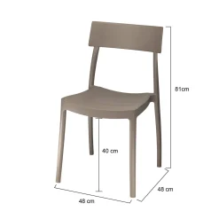 Sedie Da Esterno|Sedie > Dmora Set di 4 sedie da giardino anti raggi solari tortora - Dumai Grigio Tortora