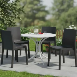Set di 4 sedie da giardino durevoli antracite - Binjai