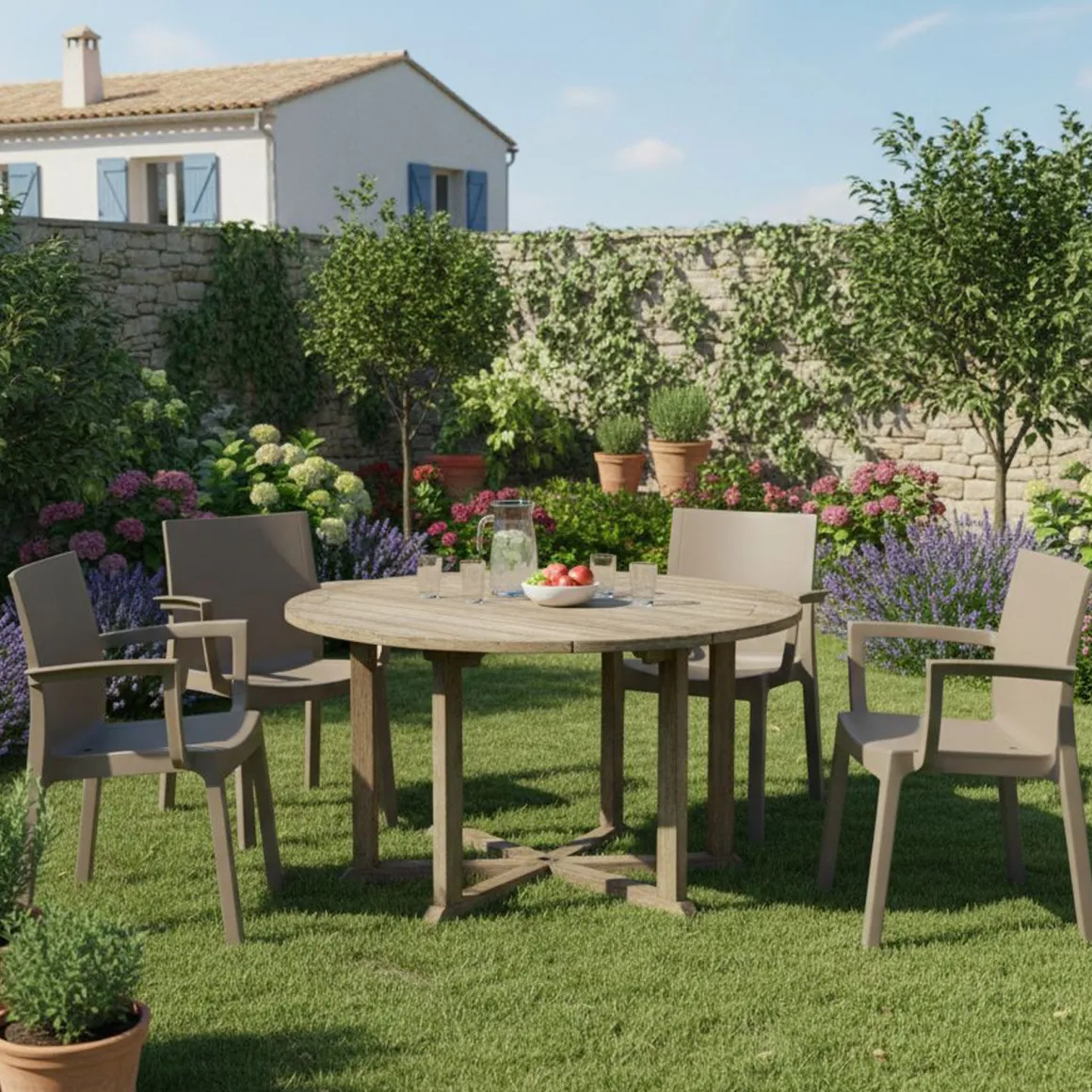 Set di 4 sedie da giardino durevoli tortora - Bima