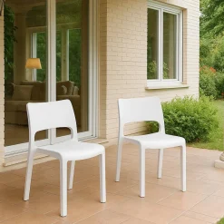 Set di 2 sedie da giardino impilabili bianco - Zircone