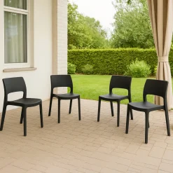 Set di 4 sedie da giardino impilabili antracite - Zircone