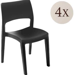 Sedie Da Esterno|Sedie > Dmora Set di 4 sedie da giardino impilabili - Ormea Bianco