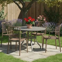 Set di 4 sedie da giardino impilabili tortora - Jember