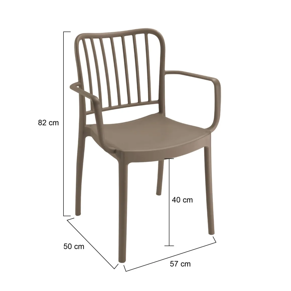 Set di 4 sedie da giardino impilabili tortora - Jember